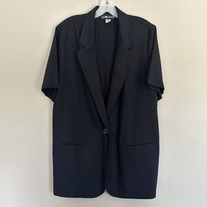 Black Sag Harbor Rayon Blazer Short Sleeves Size 16 Vest Blazer